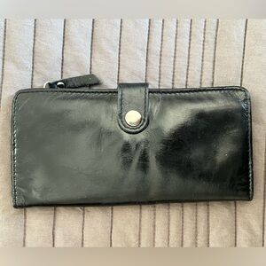 Black Leather Snap Wallet